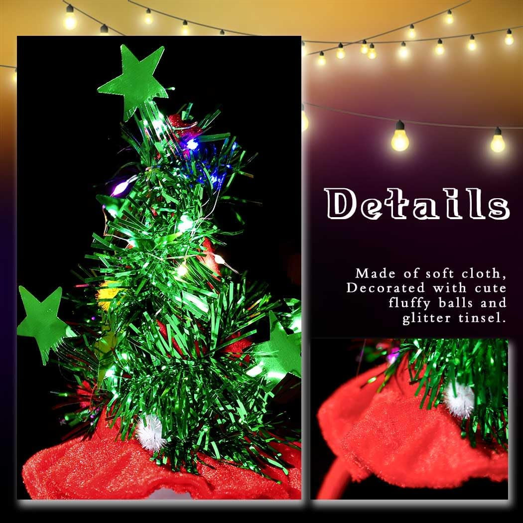 Light up Christmas Headbands Led Glowing Trees Hair Hoop Glitter Stars Hat Headpiece Luminous Hairbands for Women