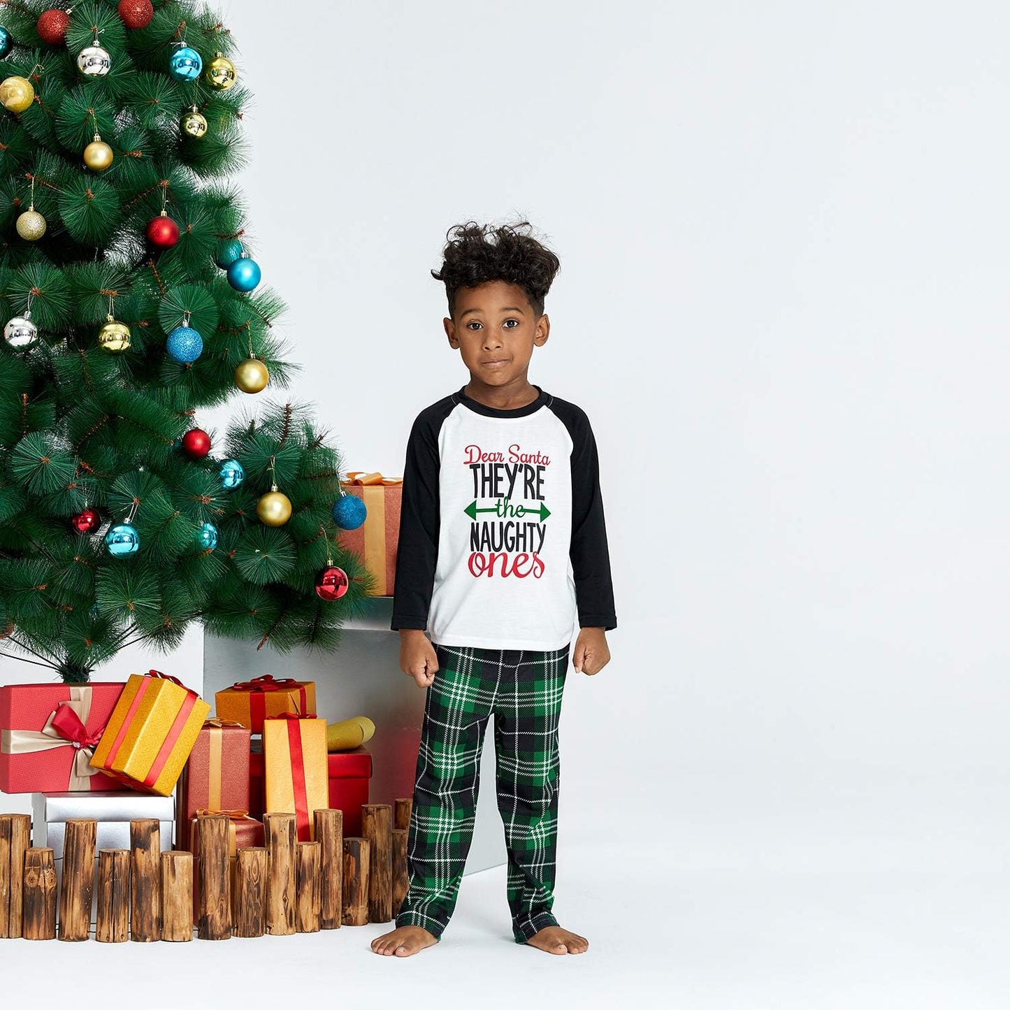 Matching Family Pajamas Sets Christmas Pj'S Letter Print Top and Plaid Bottom Sleepwear Jammies with Pockets