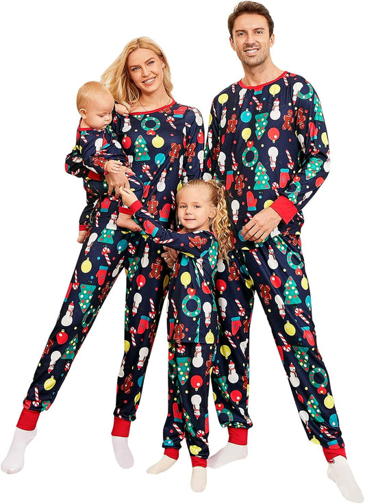 Christmas Pajamas for Family, Matching Family Christmas Pjs Sets Red Elk Tree Printed Top Sleepwear