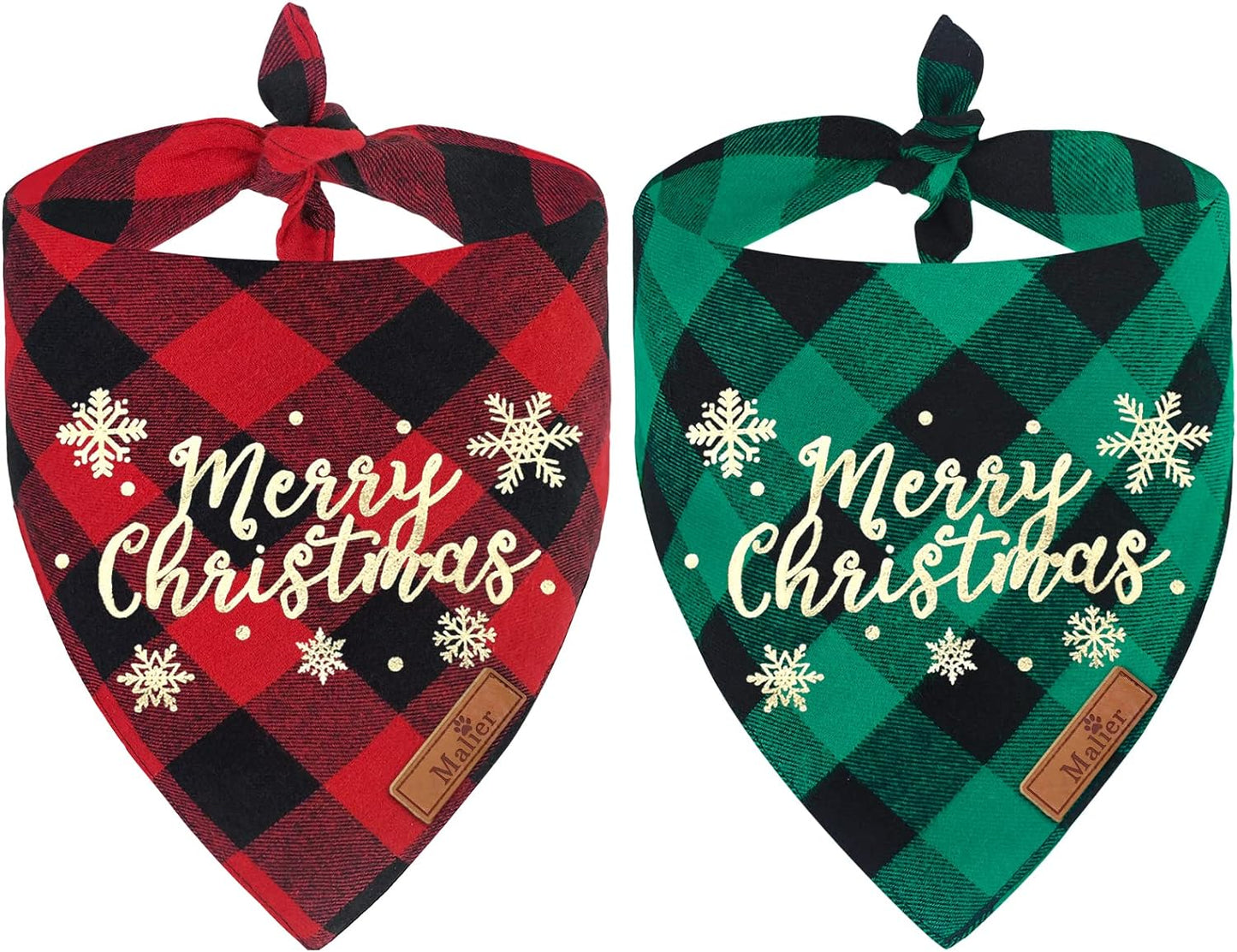 2 Pack Dog Bandanas Christmas Classic Buffalo Plaid Dog Bandana Dog Scarf Triangle Bibs Kerchief Merry Christmas Pet Costume for Small Medium Large Dogs Cats Pets (Christmas 4, Large)