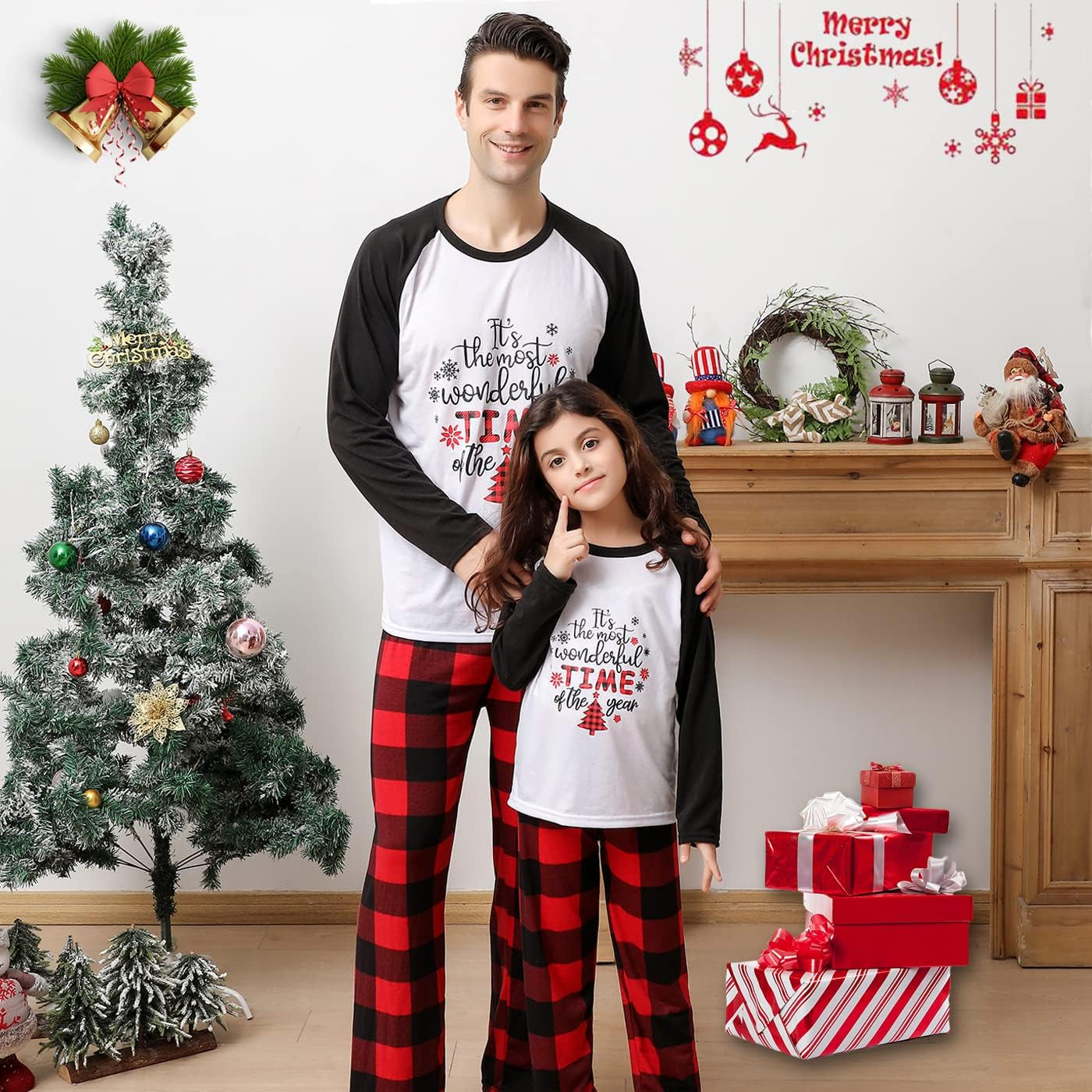 Matching Christmas Pajamas Set for Family, Printed Pjs for Women Men Kids Boys Girls Xmas Sleepwear Set for Couples