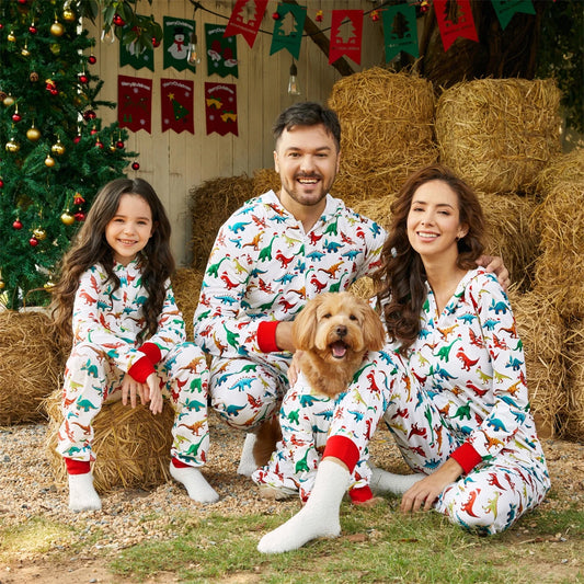 Womens Pajamas Merry Christmas Family Pjs Matching Set Dinosaur Costume Lounge Set Sleep Union Suit One Piece