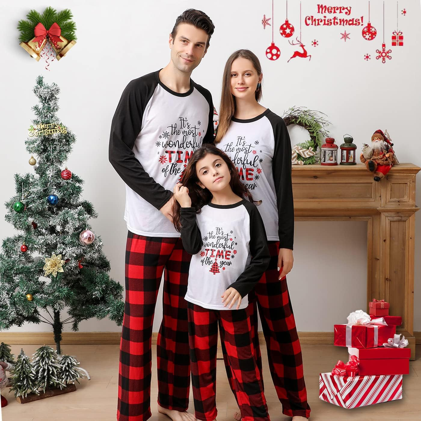 Matching Christmas Pajamas Set for Family, Printed Pjs for Women Men Kids Boys Girls Xmas Sleepwear Set for Couples