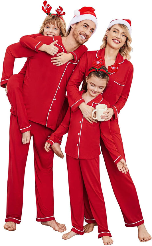 Christmas Family Matching Pajamas Long Sleeve Button down Pj Set Festival Party Sleepwear