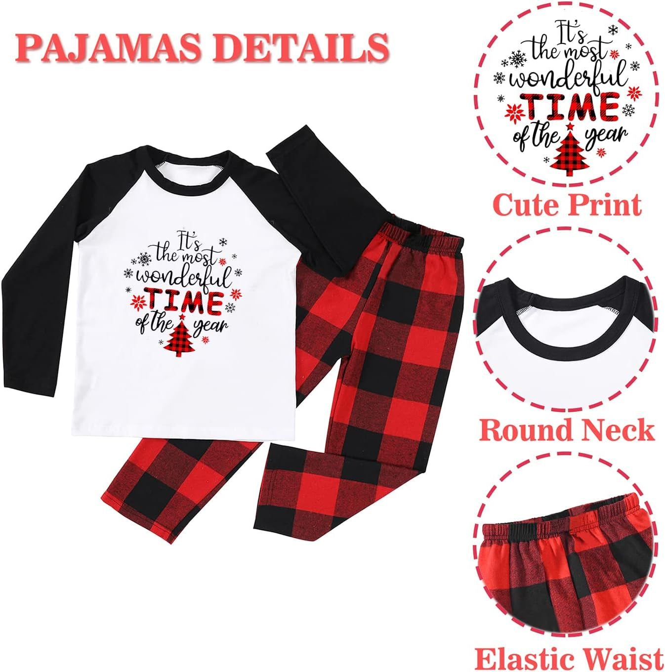 Matching Christmas Pajamas Set for Family, Printed Pjs for Women Men Kids Boys Girls Xmas Sleepwear Set for Couples