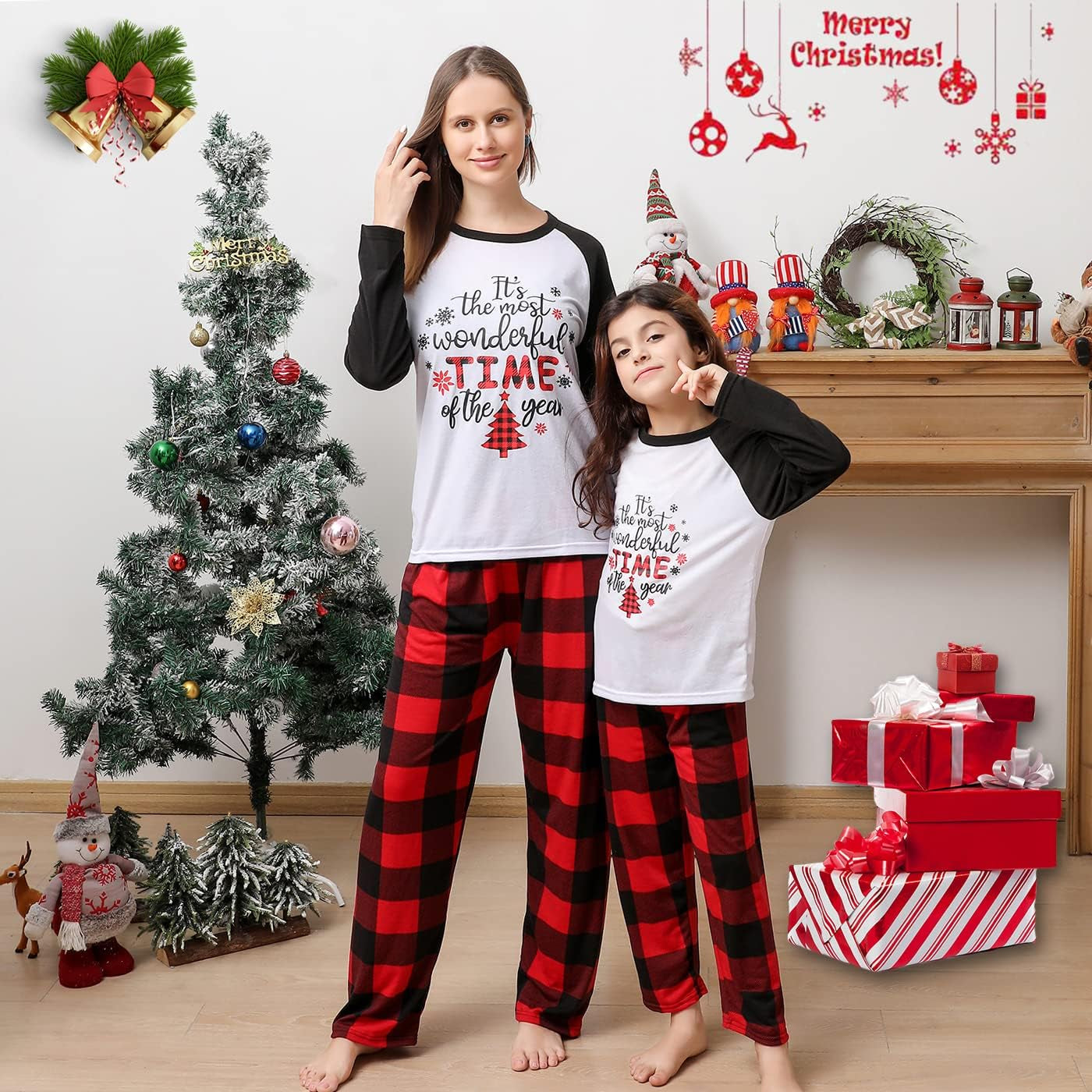 Matching Christmas Pajamas Set for Family, Printed Pjs for Women Men Kids Boys Girls Xmas Sleepwear Set for Couples