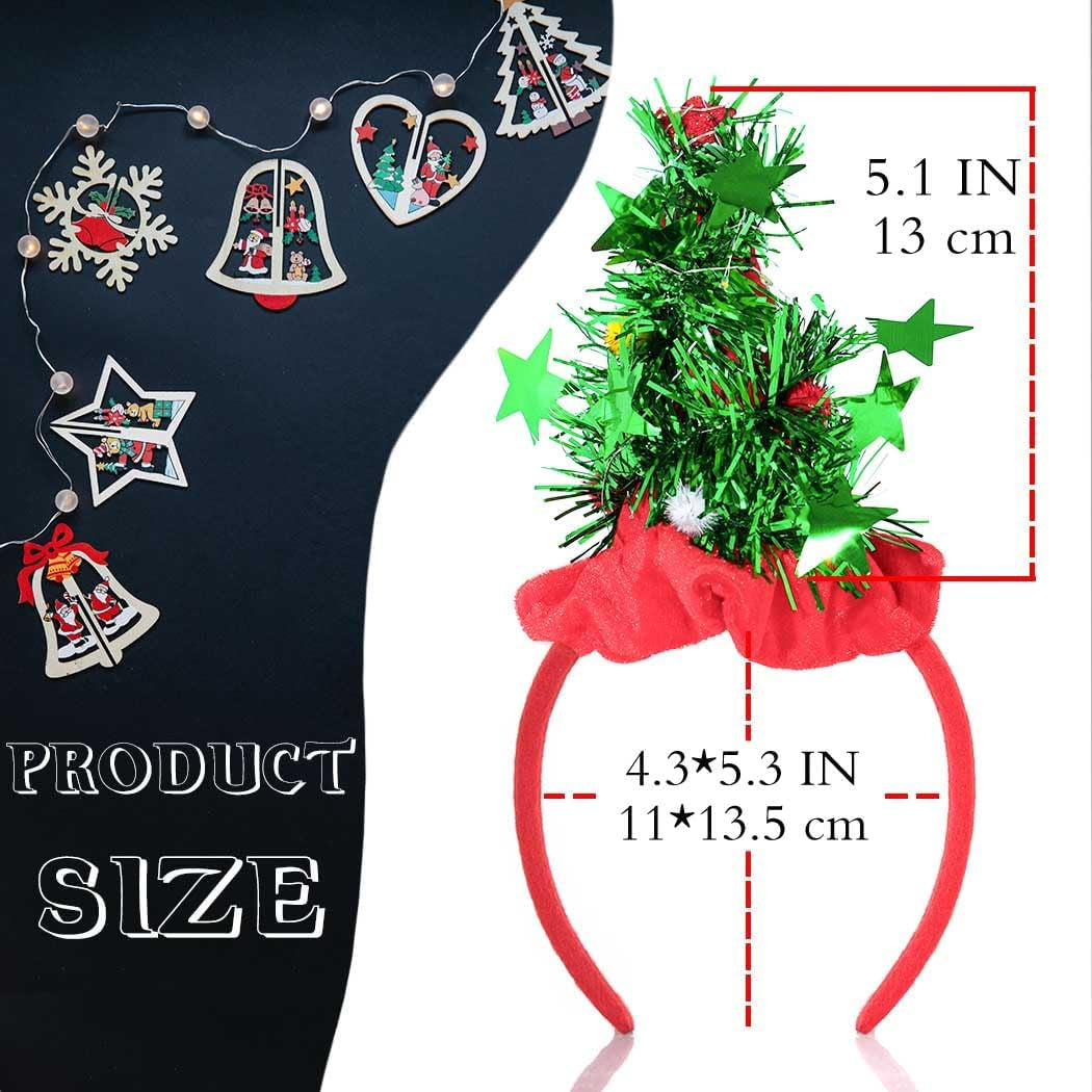 Light up Christmas Headbands Led Glowing Trees Hair Hoop Glitter Stars Hat Headpiece Luminous Hairbands for Women